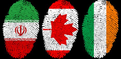 Iranian, Candian and Irish flag fingerprints